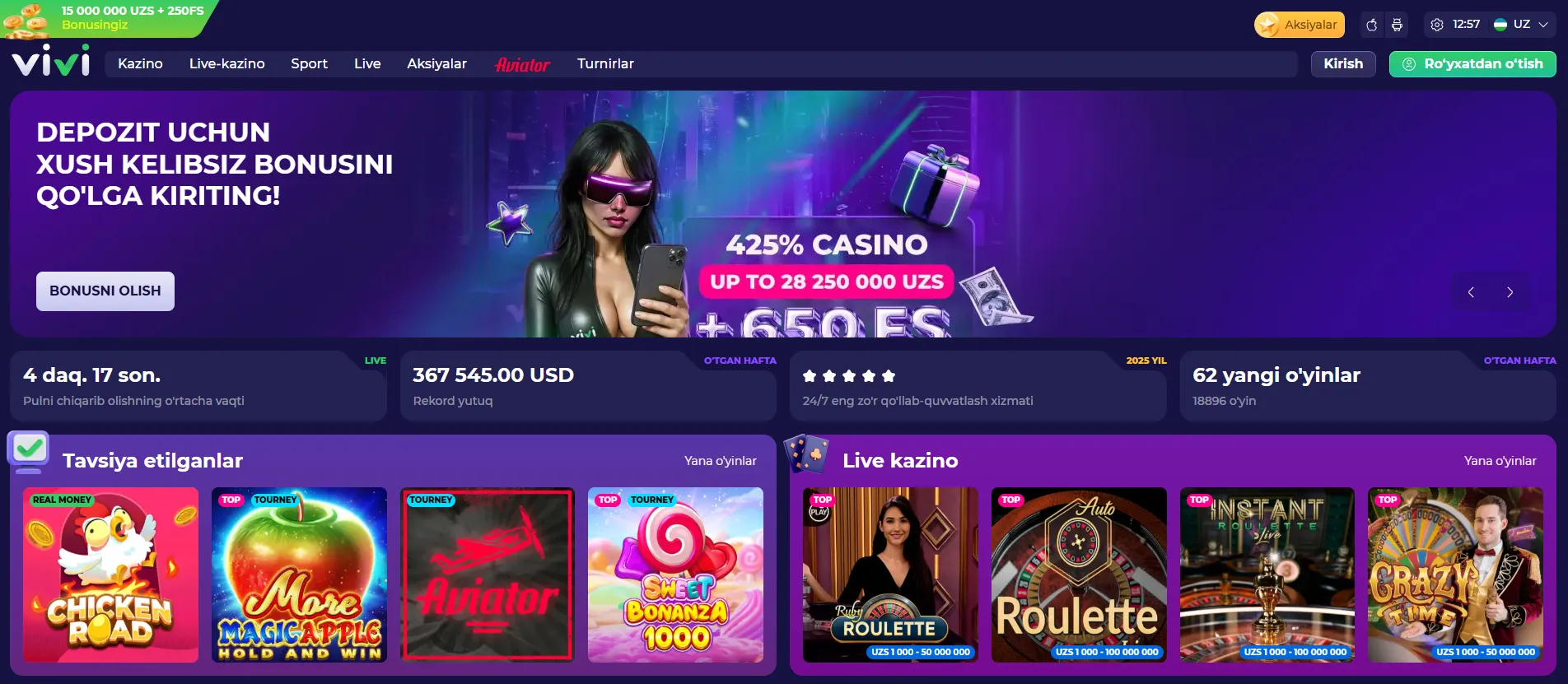 Onlayn kazinolar va o‘yinlarning ommaviylashuvi Onlayn kazinolar va o‘yinlarning ommaviylashuvi